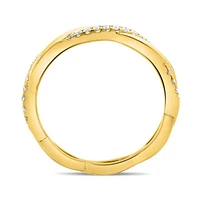 14K White, Yellow or Rose Gold 0.11cttw Diamond Twisted Pave Ring - 14K White Gold