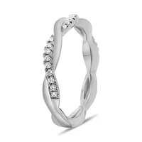 14K White, Yellow or Rose Gold 0.11cttw Diamond Twisted Pave Ring - 14K White Gold