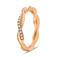 14K White, Yellow or Rose Gold 0.11cttw Diamond Twisted Pave Ring - 14K White Gold