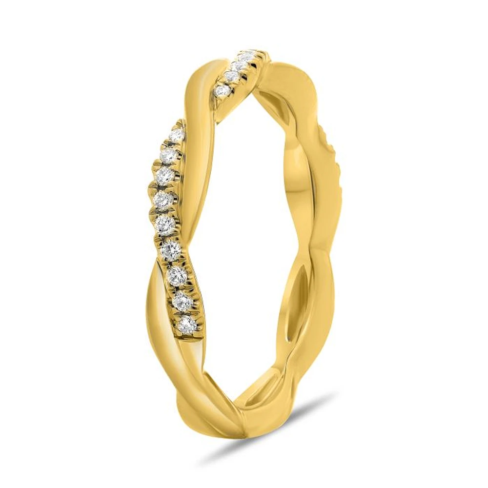 14K White, Yellow or Rose Gold 0.11cttw Diamond Twisted Pave Ring - 14K White Gold
