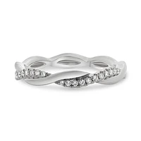 14K White, Yellow or Rose Gold 0.11cttw Diamond Twisted Pave Ring - 14K White Gold