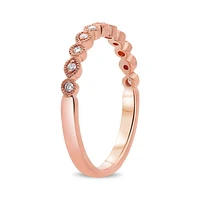 14K White, Yellow or Rose Gold 0.09cttw Diamond Milgrain Band - 14K White Gold