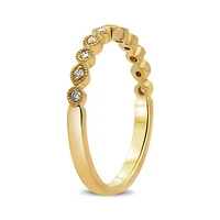 14K White, Yellow or Rose Gold 0.09cttw Diamond Milgrain Band - 14K White Gold
