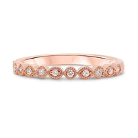 14K White, Yellow or Rose Gold 0.09cttw Diamond Milgrain Band - 14K White Gold