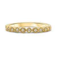 14K White, Yellow or Rose Gold 0.09cttw Diamond Milgrain Band - 14K White Gold