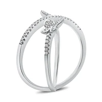 14K White, Yellow or Rose Gold 0.20cttw Diamond Butterfly Ring - 14K White Gold