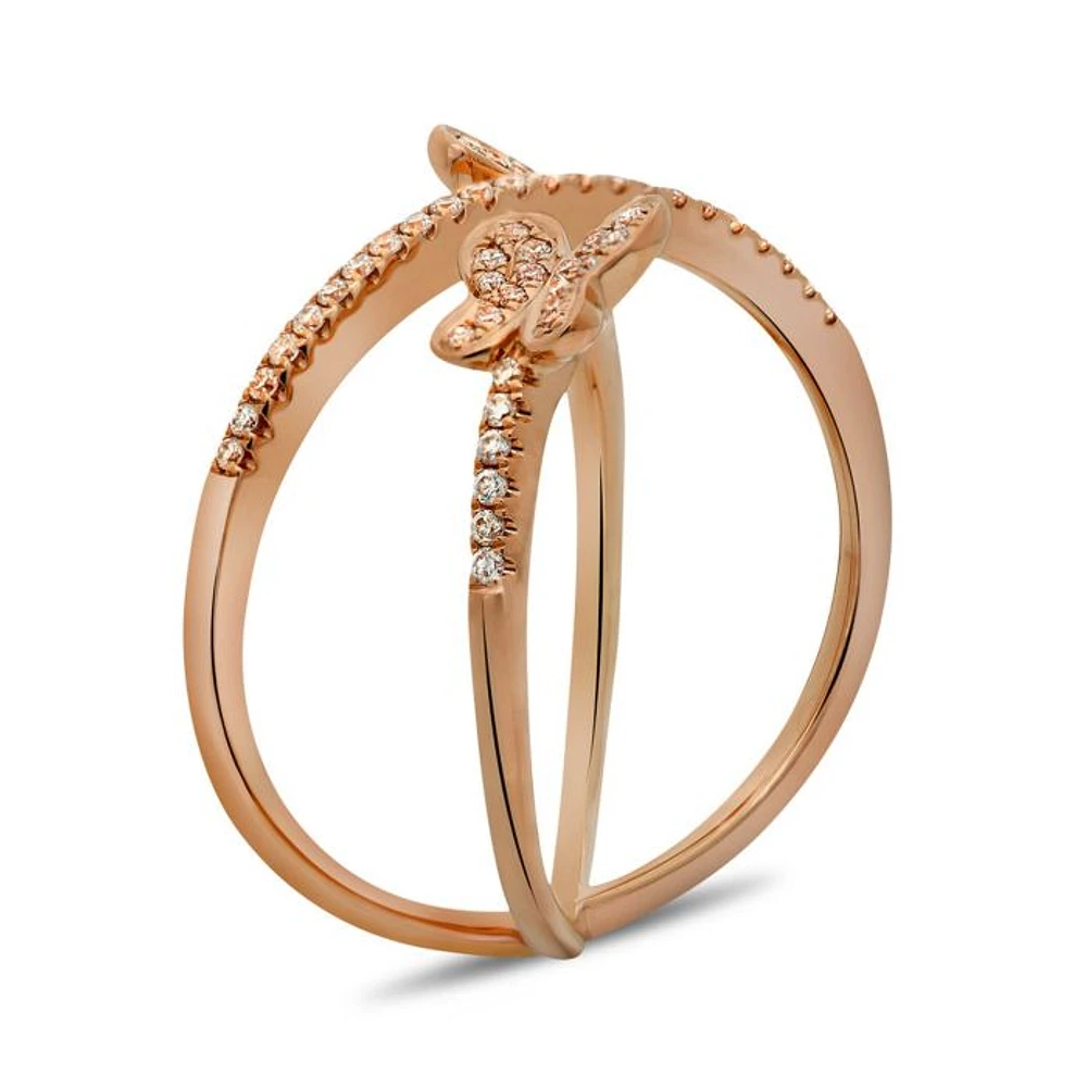 14K White, Yellow or Rose Gold 0.20cttw Diamond Butterfly Ring - 14K White Gold