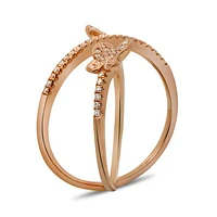 14K White, Yellow or Rose Gold 0.20cttw Diamond Butterfly Ring - 14K White Gold