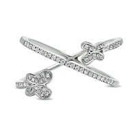 14K White, Yellow or Rose Gold 0.20cttw Diamond Butterfly Ring - 14K White Gold