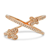 14K White, Yellow or Rose Gold 0.20cttw Diamond Butterfly Ring - 14K White Gold