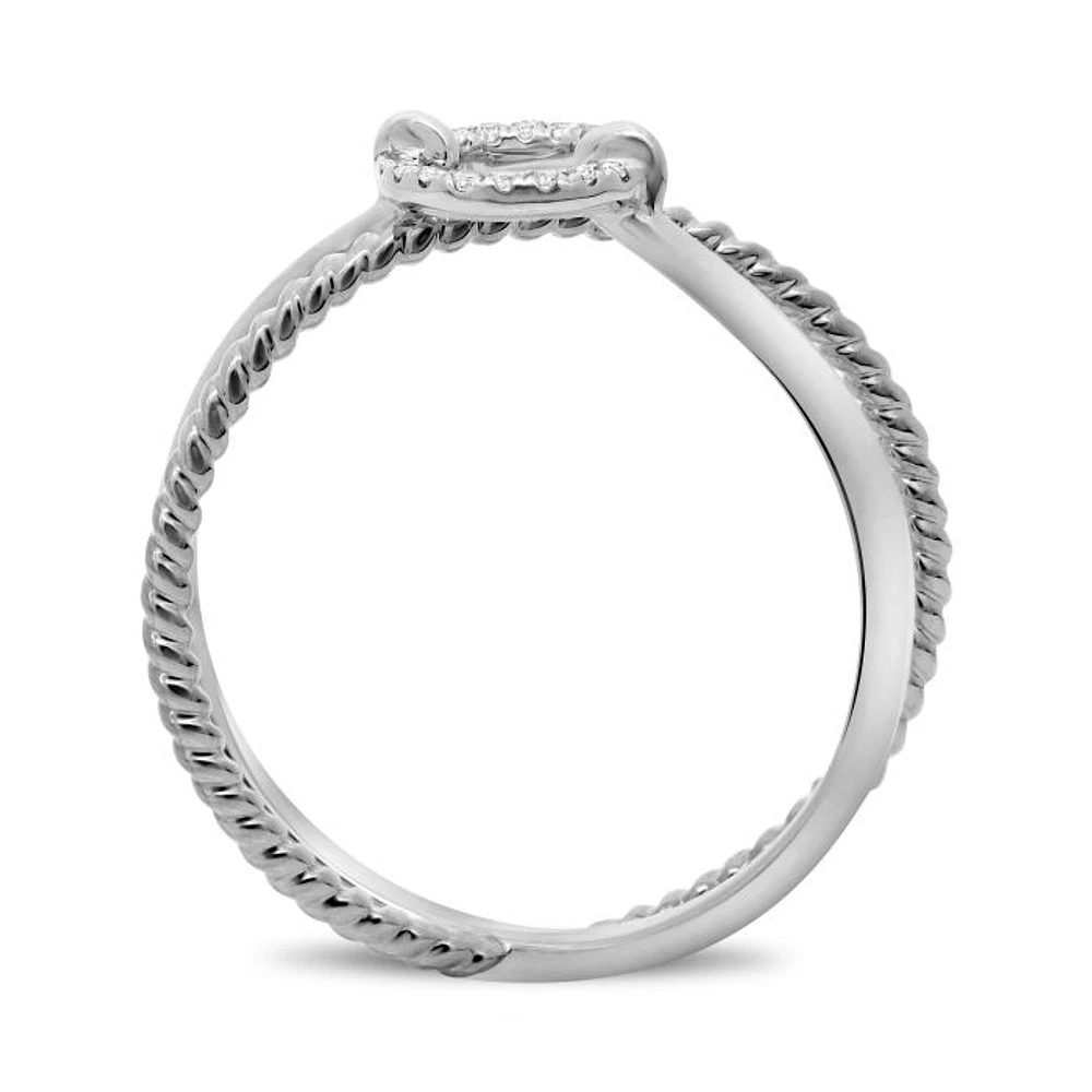 14K Two Tone Textured Diamond Ring - 14K 2 Tone