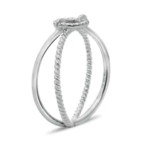 14K Two Tone Textured Diamond Ring - 14K 2 Tone