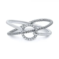 14K Two Tone Textured Diamond Ring - 14K 2 Tone