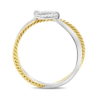 14K Two Tone Textured Diamond Ring - 14K 2 Tone