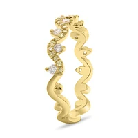 14K Yellow Gold Wavy Natural Fancy Yellow & White Diamond Band