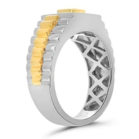14K 2 Tone Gold Natural Fancy Yellow and White Diamond Ring