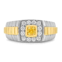 14K 2 Tone Gold Natural Fancy Yellow and White Diamond Ring