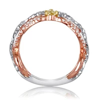 18K White and Rose Gold Natural Fancy Yellow & White Diamond Ring