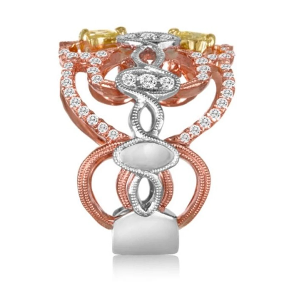 18K White and Rose Gold Natural Fancy Yellow & White Diamond Ring