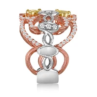 18K White and Rose Gold Natural Fancy Yellow & White Diamond Ring
