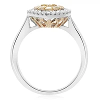 18K 2 Tone Gold Heart-shaped Natural Fancy Yellow and White Diamond Cluster Ring