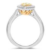 18K 2 Tone Gold Pear-shaped Natural Fancy Yellow and White Diamond Cluster Ring - 4.5