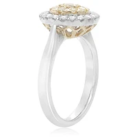 18K 2 Tone Gold Round-shaped Natural Fancy Yellow and White Diamond Cluster Ring