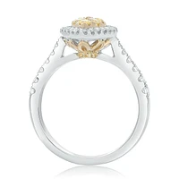 18K 2 Tone Gold Pear-shaped Natural Fancy Yellow and White Diamond Cluster Ring