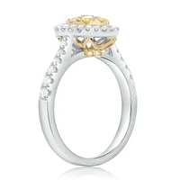 18K 2 Tone Gold Pear-shaped Natural Fancy Yellow and White Diamond Cluster Ring