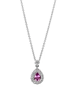 18K White Gold 0.47cttw Pink Sapphire with 0.25cttw Diamond Necklace - 16 Inches