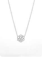 14K White Gold 0.14cttw Floral Diamond Necklace - 18 inches