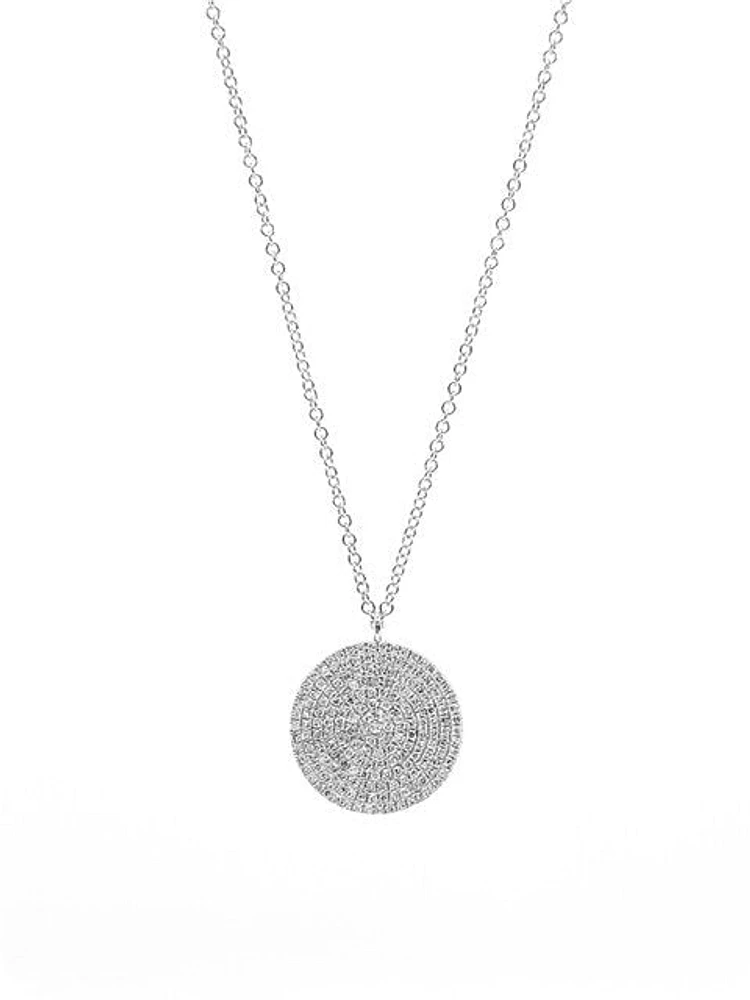14K White Gold 0.41cttw Round Disc Diamond Necklace - 20 Inches