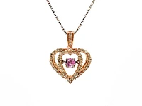 10K Rose & White Gold Pink Sapphire and Diamond 0.17cttw Necklace,18"