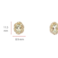 10K Yellow Gold Prasiolite / Green Amethyst and Diamond Earrings