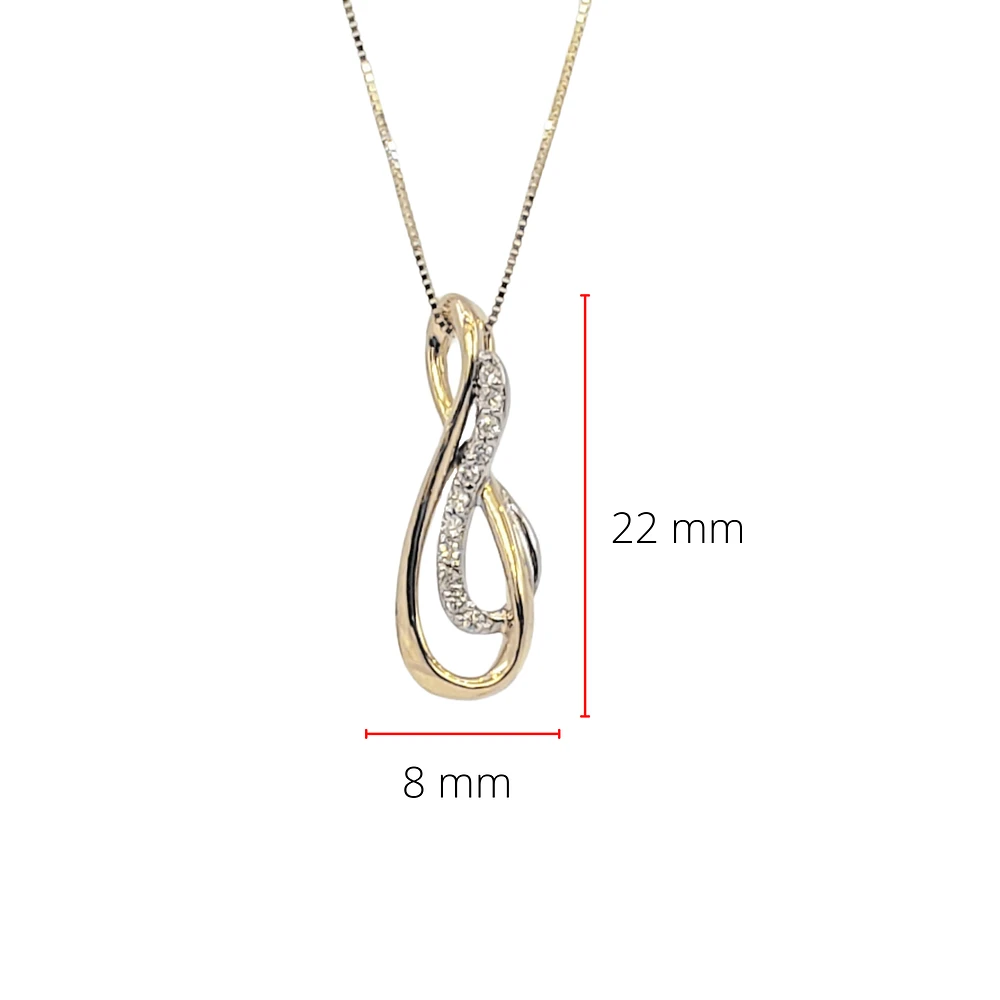 10K Yellow Gold 0.075cttw Diamond Pendant, 18"