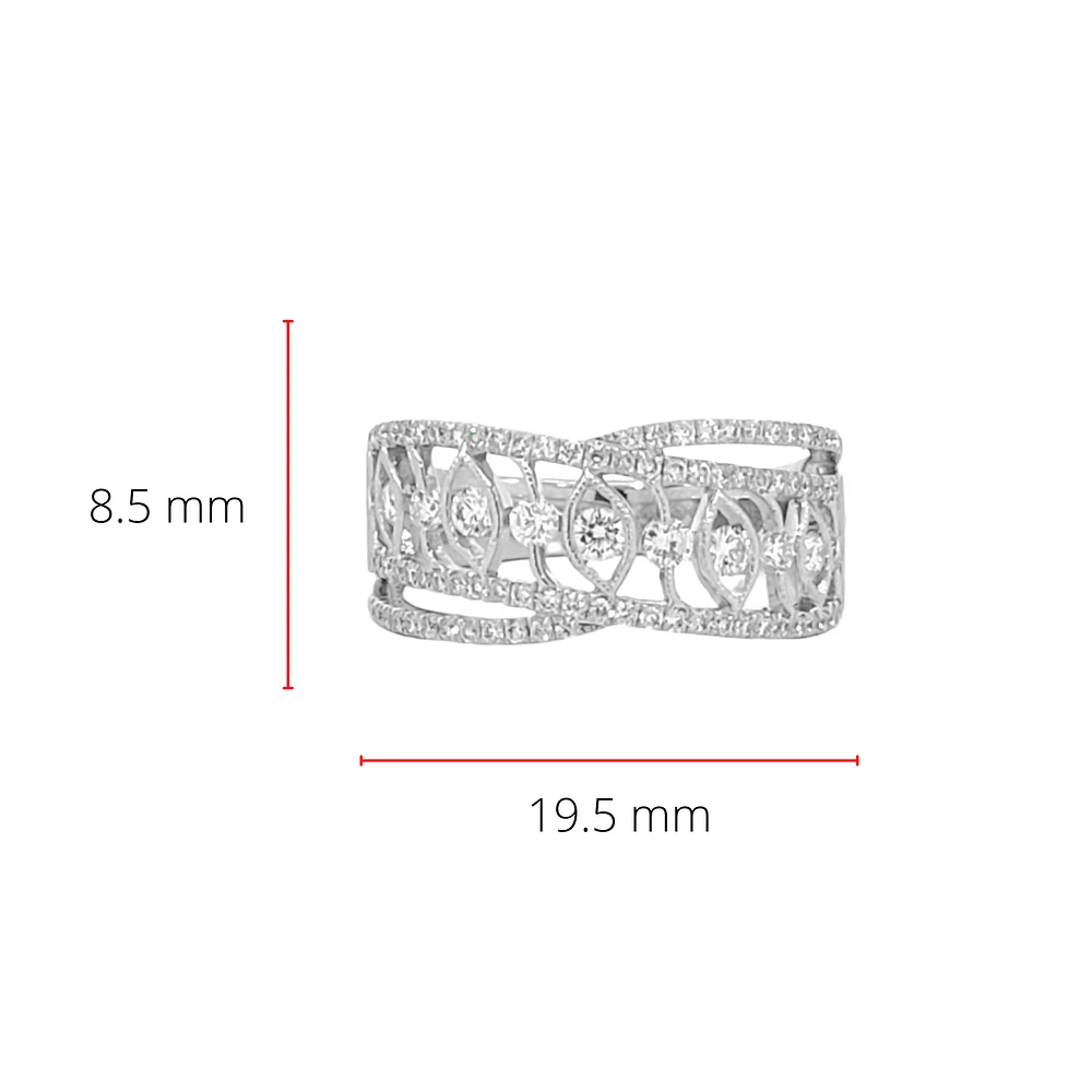 14K White Gold 0.62cttw Diamond Ring, size 6
