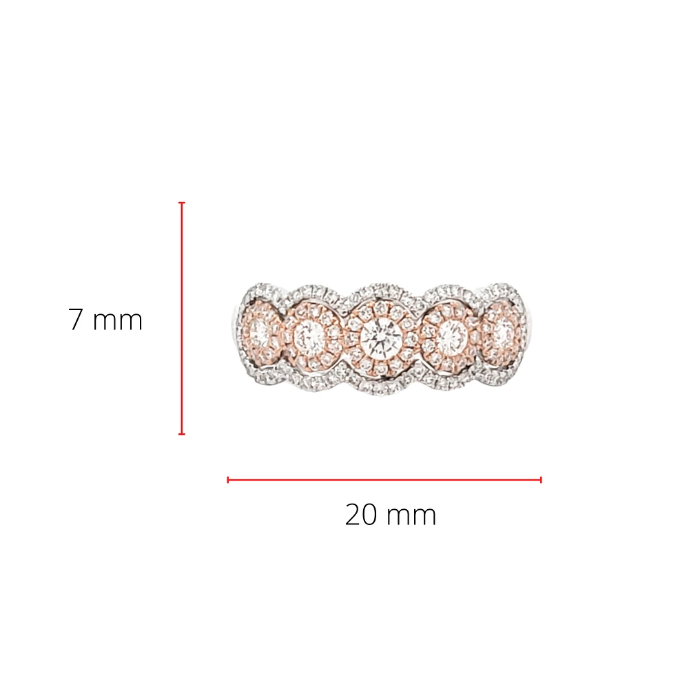 14K White & Rose Gold 0.66cttw Diamond Halo Ring, size 6