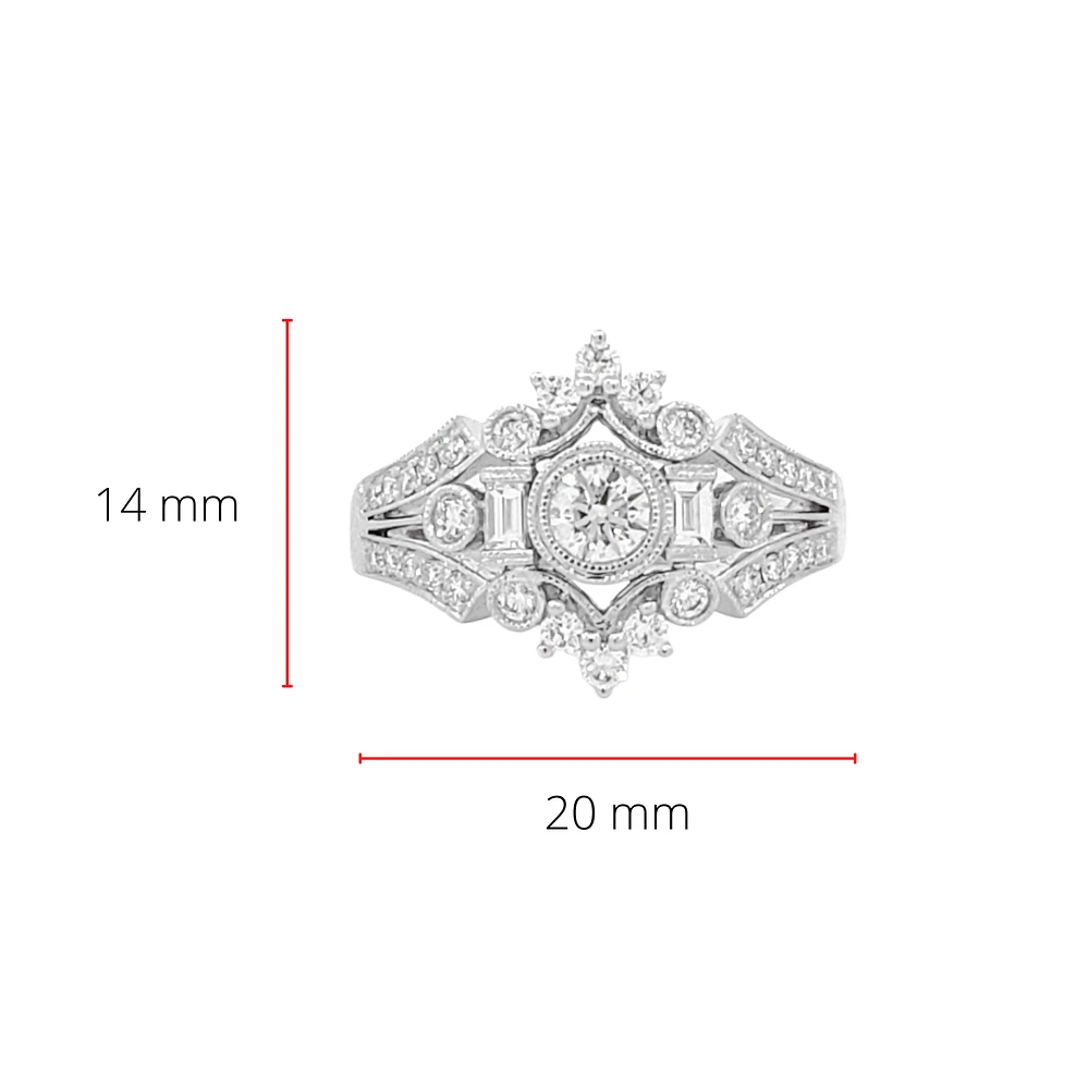 14K White Gold 0.75cttw Diamond Ring, size 6