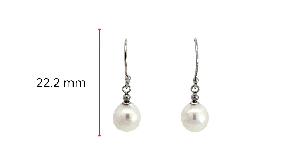 14K White Gold 7-7.5mm Cultured Pearl Dangle Earring