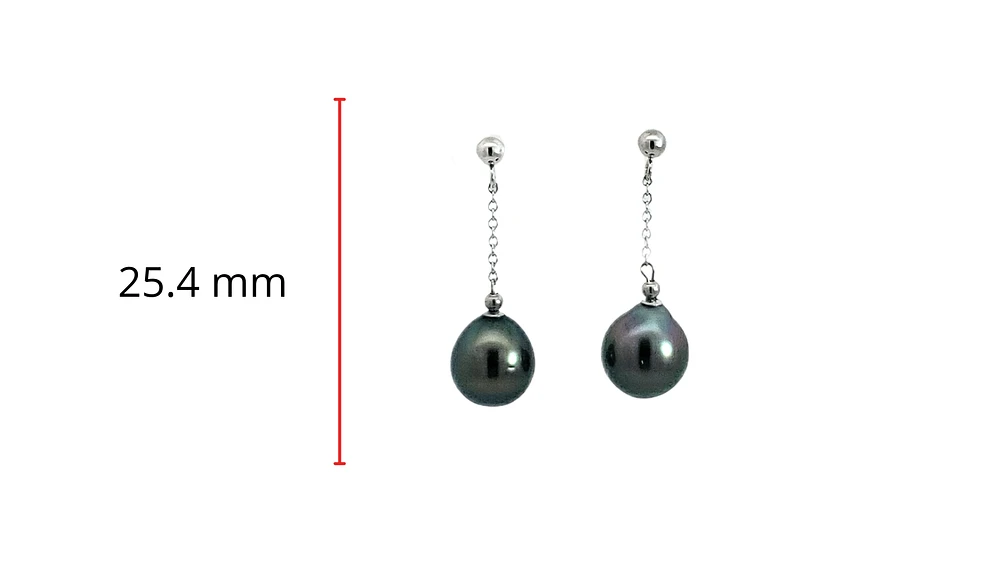14K White Gold 8.5-9.0mm Tahitian Pearl Dangle Earring