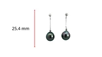 14K White Gold 8.5-9.0mm Tahitian Pearl Dangle Earring