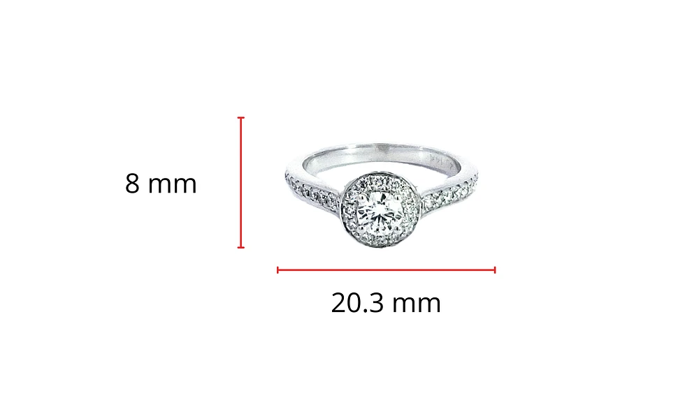 14K White Gold 0.67cttw Round Brilliant Cut Diamond Halo Engagement Ring