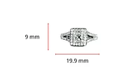 14K White Gold 0.87cttw Princess Cut Diamond Halo Engagement Ring