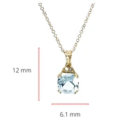 10K Gold 6.0mm Cushion Cut Aquamarine & 0.01cttw Diamond Pendant