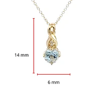 10K Gold 5.0mm Round Cut Aquamarine & 0.01cttw Diamond Pendant
