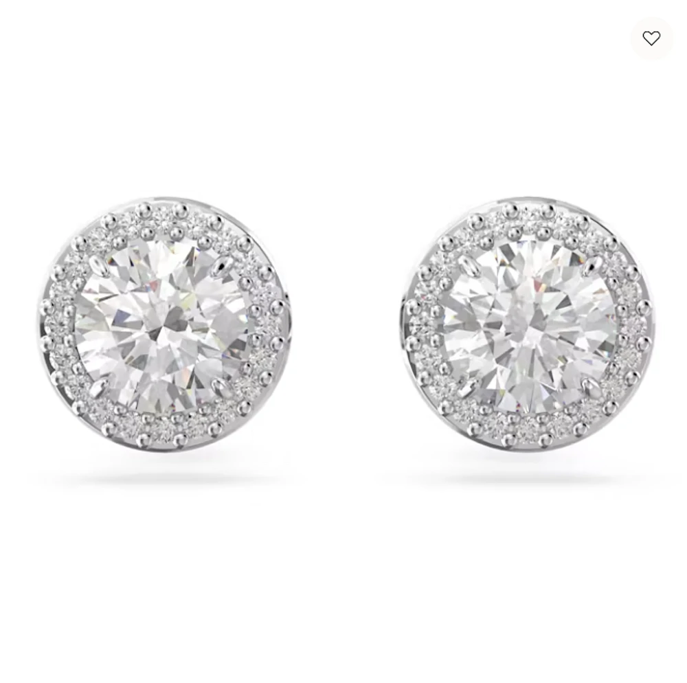 Swarovski Constella/Una stud earrings, Round cut, Pavé, White, Rhodium plated - 5636269/5648993 (SS)