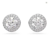 Swarovski Constella/Una stud earrings, Round cut, Pavé, White, Rhodium plated - 5636269/5648993 (SS)