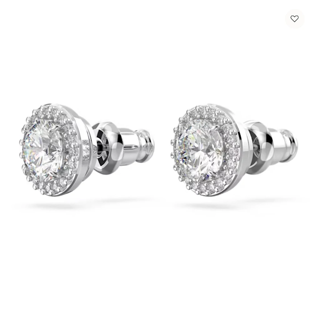 Swarovski Constella/Una stud earrings, Round cut, Pavé, White, Rhodium plated - 5636269/5648993 (SS)
