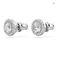 Swarovski Constella/Una stud earrings, Round cut, Pavé, White, Rhodium plated - 5636269/5648993 (SS)