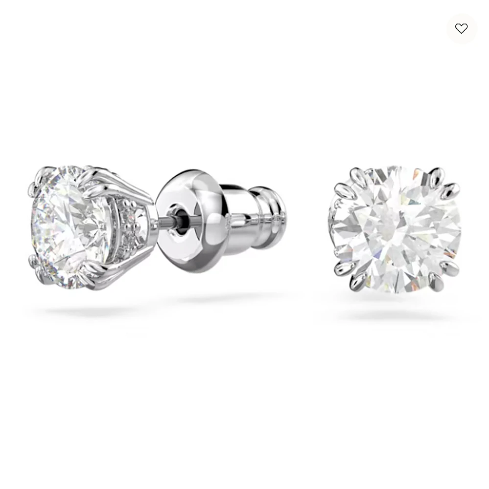 Swarovski Constella/Stilla stud earrings, Round cut, White, Rhodium plated - 5636712/5648992 (SS)